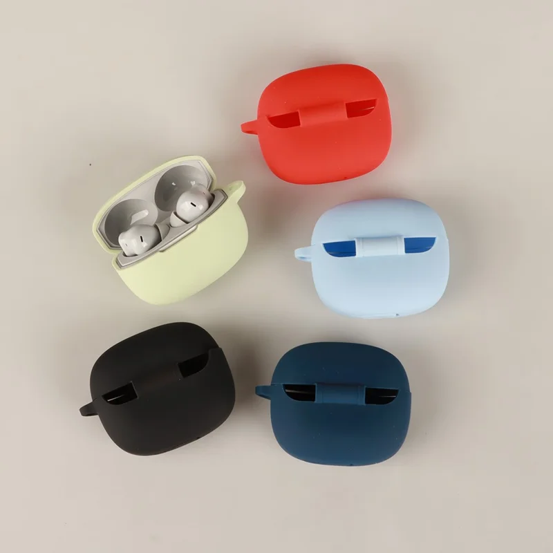 For OnePlus Nord Buds 4 Pro Silicone Case Wireless Earbuds Protective Cover with Anti-Lost Buckle - Dark Blue