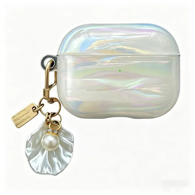 For AirPods Pro 3 IMD Iridescent Shell Texture TPU Case Protective Cover with Shell Pendant