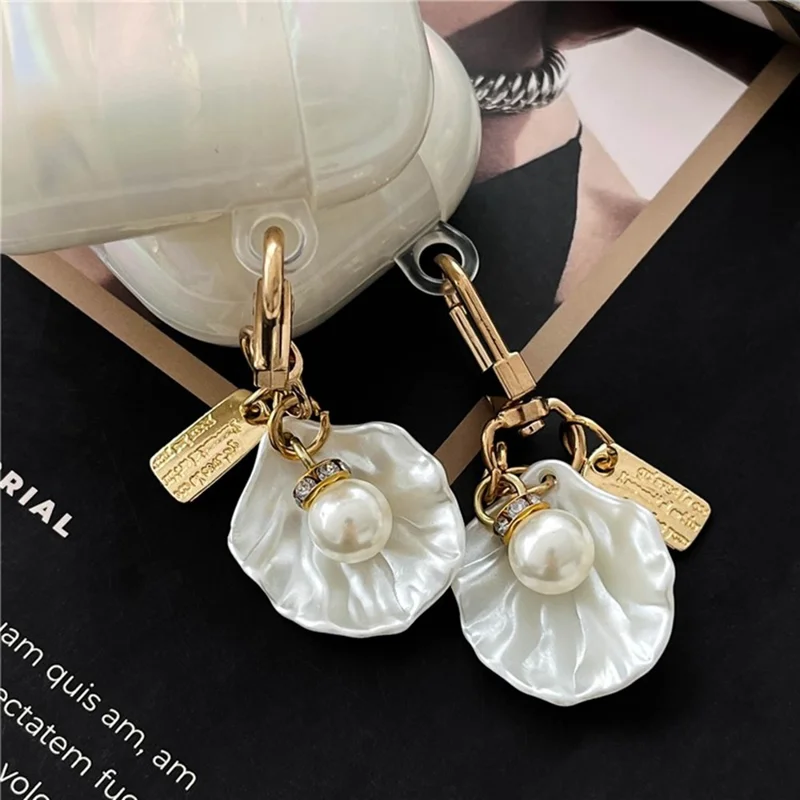 For AirPods 4 IMD Iridescent Shell Texture TPU Case Protective Cover with Shell Pendant