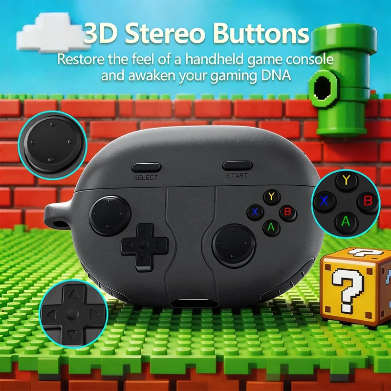 غطاء واقٍ لهواوي فري بودز برو 5 بتصميم وحدة تحكم ألعاب من السيليكون السائل مع مشبك معدني - رمادي غامق