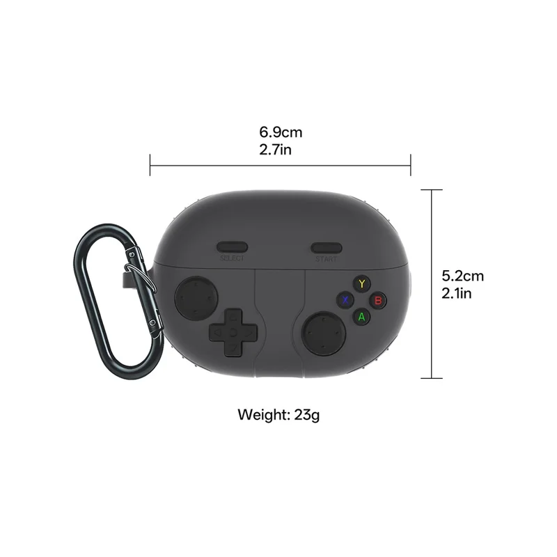 غطاء واقٍ لهواوي فري بودز برو 5 بتصميم وحدة تحكم ألعاب من السيليكون السائل مع مشبك معدني - رمادي غامق