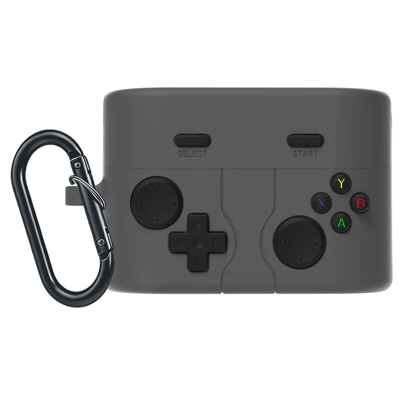 غطاء بتصميم وحدة تحكم ألعاب إبداعية لهاتف Sony WF-1000XM6، غطاء واقٍ من السيليكون السائل مع مشبك معدني - رمادي داكن