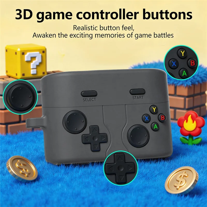 غطاء بتصميم وحدة تحكم ألعاب إبداعية لهاتف Sony WF-1000XM6، غطاء واقٍ من السيليكون السائل مع مشبك معدني - رمادي داكن