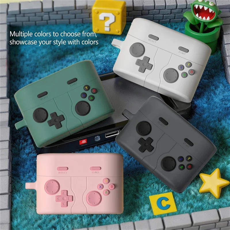 غطاء بتصميم وحدة تحكم ألعاب إبداعية لهاتف Sony WF-1000XM6، غطاء واقٍ من السيليكون السائل مع مشبك معدني - رمادي داكن