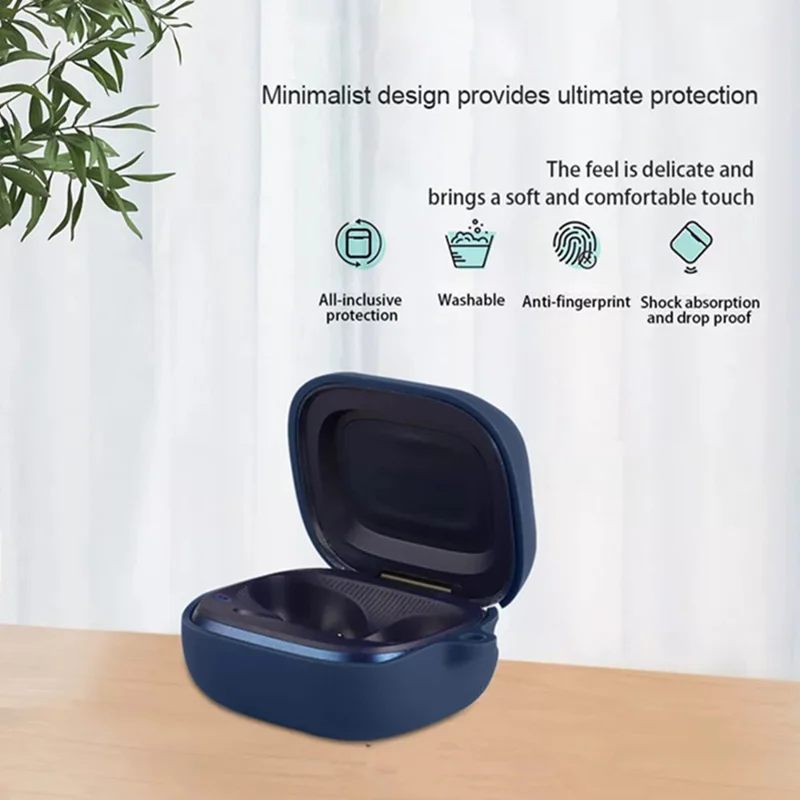 Siliconeetui til JBL Live Buds 4, beskyttende etui mod fald med hængesnoring – mørkeblåt