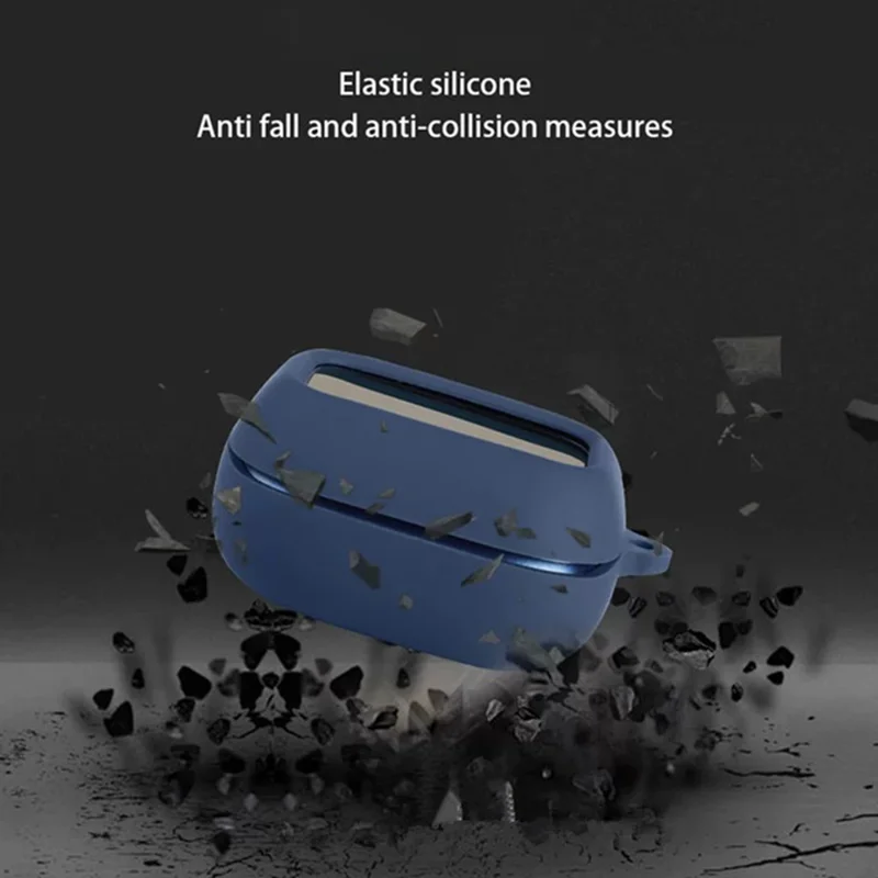 Siliconeetui til JBL Live Buds 4, beskyttende etui mod fald med hængesnoring – mørkeblåt