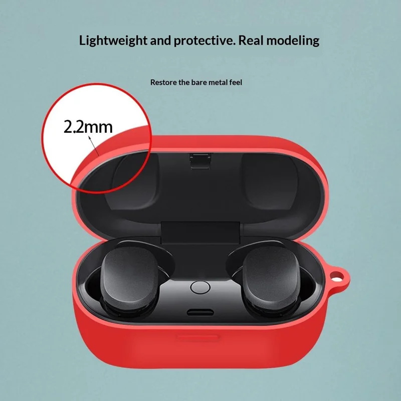 Silicone Case for Bose QuietComfort Earbuds Anti-slip Shockproof Washable Protective Cover with Carabiner Hook - Dark Green