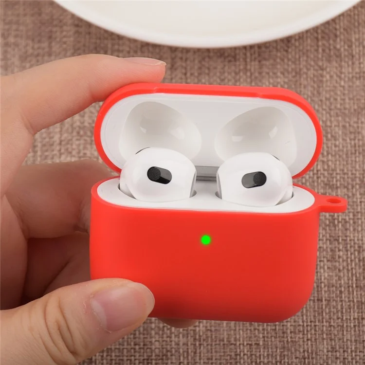 Étui de protection en silicone résistant aux rayures avec mousqueton pour Apple AirPods 3 - Jaune