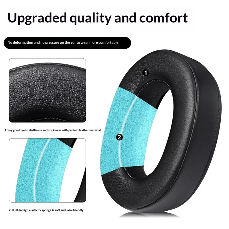 2 Stück Ohrpolster für Sony MDR-1000X / WH-1000XM2 Kopfhörer, Proteinleder, Austauschschaumstoff mit Gedächtnisform