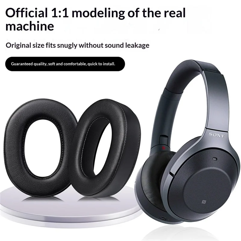 2 Stück Ohrpolster für Sony MDR-1000X / WH-1000XM2 Kopfhörer, Proteinleder, Austauschschaumstoff mit Gedächtnisform