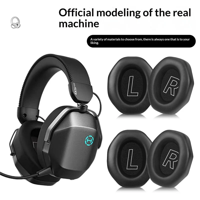 1 Paar Ersatz-Ohrpolster für Edifier G5 Max Kopfhörer, Proteinleder, atmungsaktives Mesh, Schaumstoffkissen – Schwarz