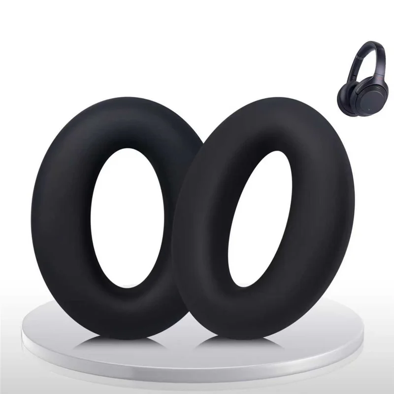 1 Pair Silicone Ear Cushion Covers for Sony MDR-1000X  /  WH-1000XM2 Headphones Protective Sleeves Soft Replacement Earpads - Black