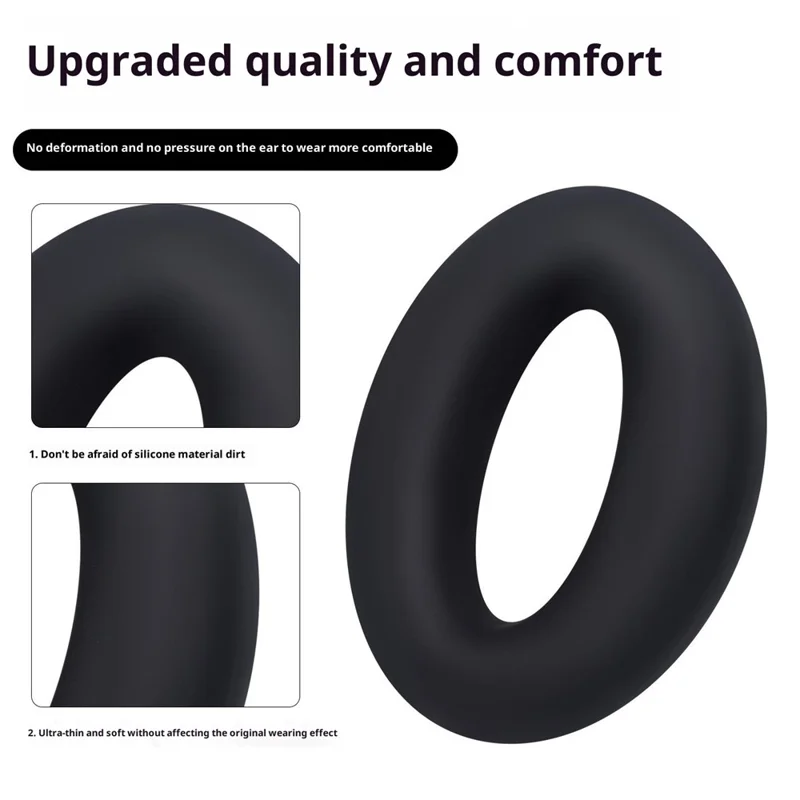 1 Pair Silicone Ear Cushion Covers for Sony MDR-1000X  /  WH-1000XM2 Headphones Protective Sleeves Soft Replacement Earpads - Black