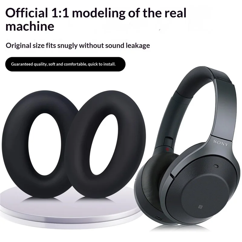 1 Pair Silicone Ear Cushion Covers for Sony MDR-1000X  /  WH-1000XM2 Headphones Protective Sleeves Soft Replacement Earpads - Black