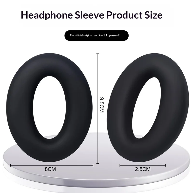 1 Pair Silicone Ear Cushion Covers for Sony MDR-1000X  /  WH-1000XM2 Headphones Protective Sleeves Soft Replacement Earpads - Black
