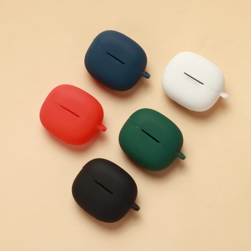 For Xiaomi Redmi Buds 8 Silicone Case Wireless Earbuds Protective Cover with Anti-Lost Buckle - Blackish Green