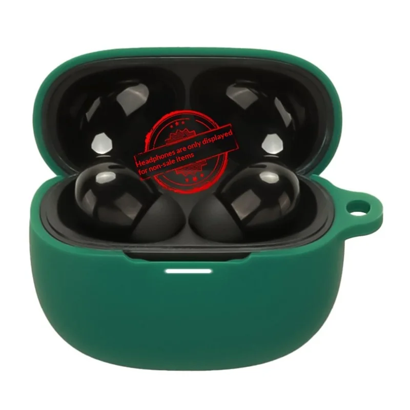 For Xiaomi Redmi Buds 8 Silicone Case Wireless Earbuds Protective Cover with Anti-Lost Buckle - Blackish Green