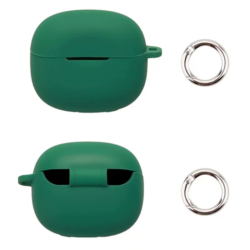 For Xiaomi Redmi Buds 8 Silicone Case Wireless Earbuds Protective Cover with Anti-Lost Buckle - Blackish Green