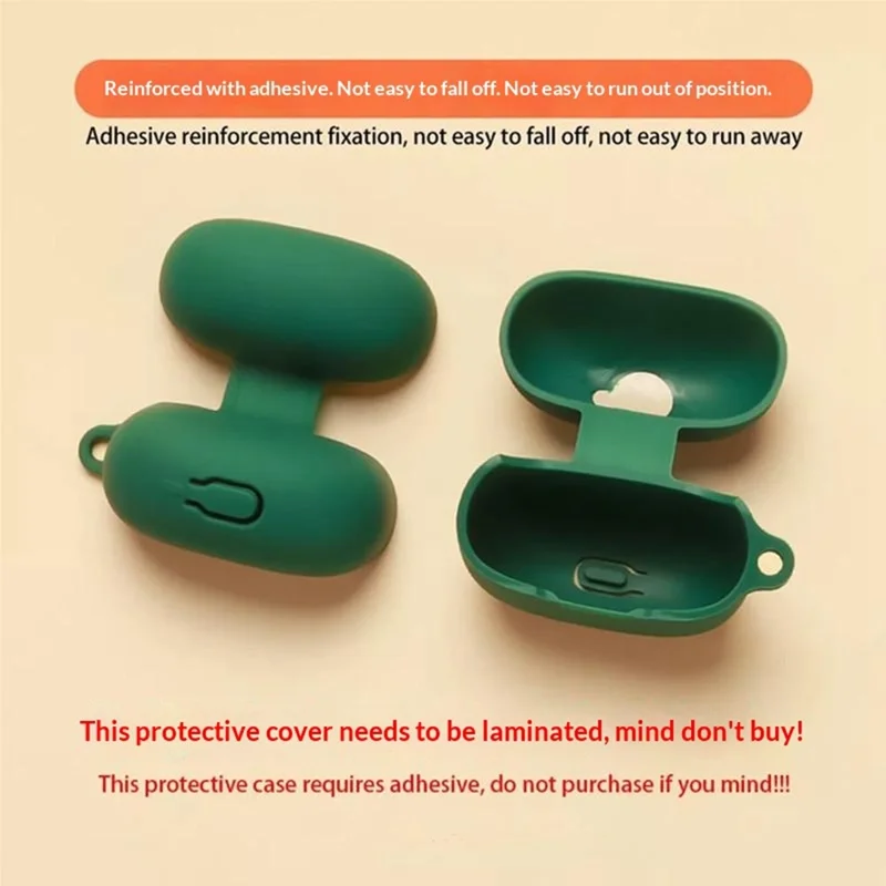 For Xiaomi Redmi Buds 8 Silicone Case Wireless Earbuds Protective Cover with Anti-Lost Buckle - Blackish Green