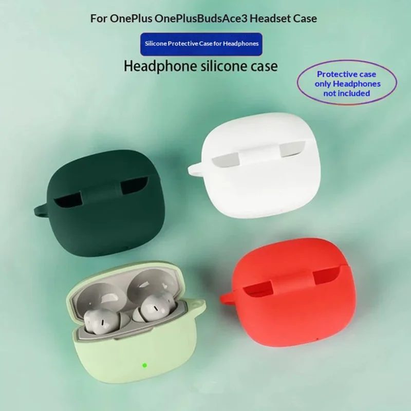 For OnePlus Buds Ace 3 Silicone Case Wireless Earbuds Protective Cover with Anti-Lost Buckle - Dark Blue