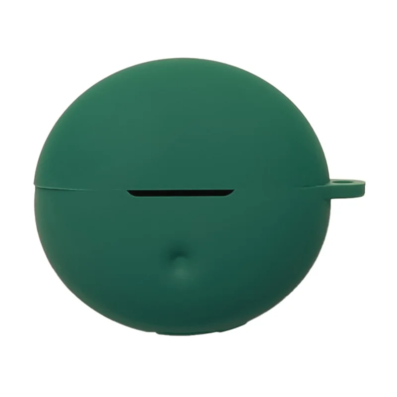 For Oppo Enco Clip2 Silicone Case Wireless Earbuds Protective Cover with Anti-Lost Buckle - Blackish Green