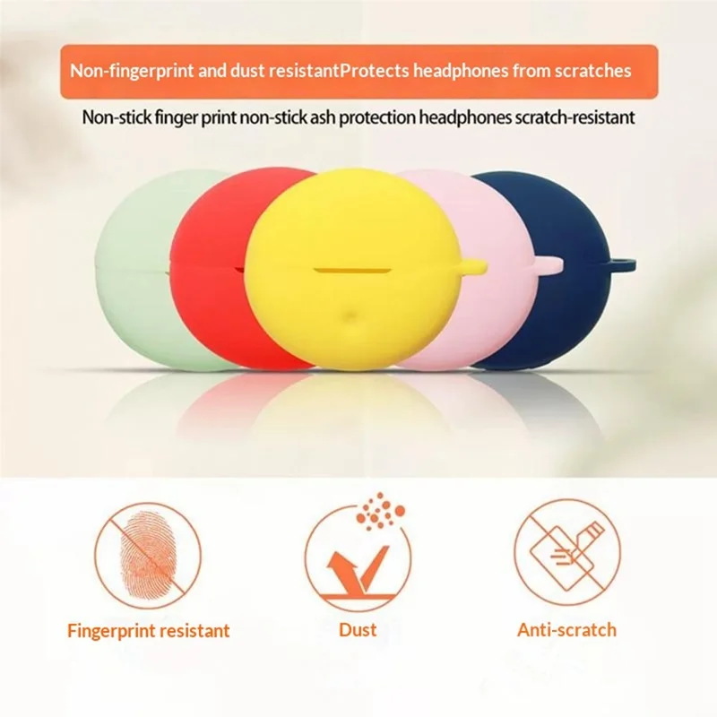 For Oppo Enco Clip2 Silicone Case Wireless Earbuds Protective Cover with Anti-Lost Buckle - Blackish Green