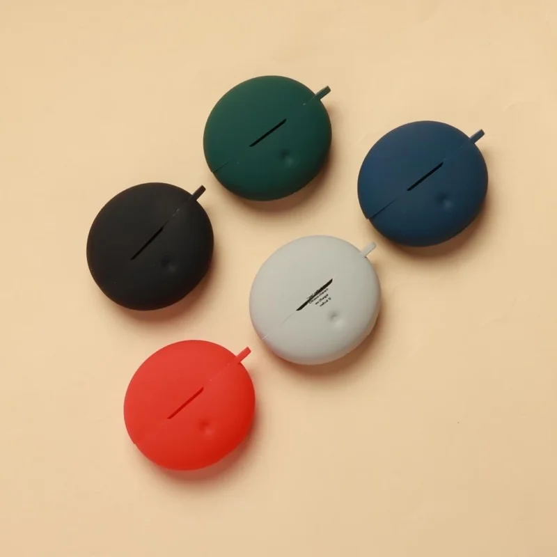 For Oppo Enco Clip2 Silicone Case Wireless Earbuds Protective Cover with Anti-Lost Buckle - Blackish Green