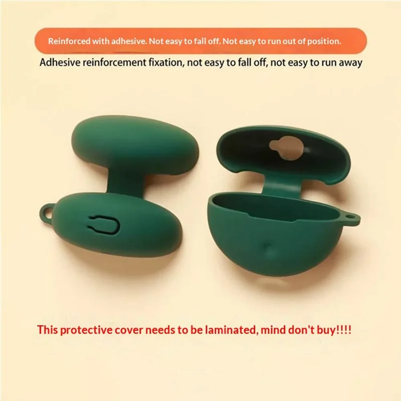 For Oppo Enco Clip2 Silicone Case Wireless Earbuds Protective Cover with Anti-Lost Buckle - Blackish Green