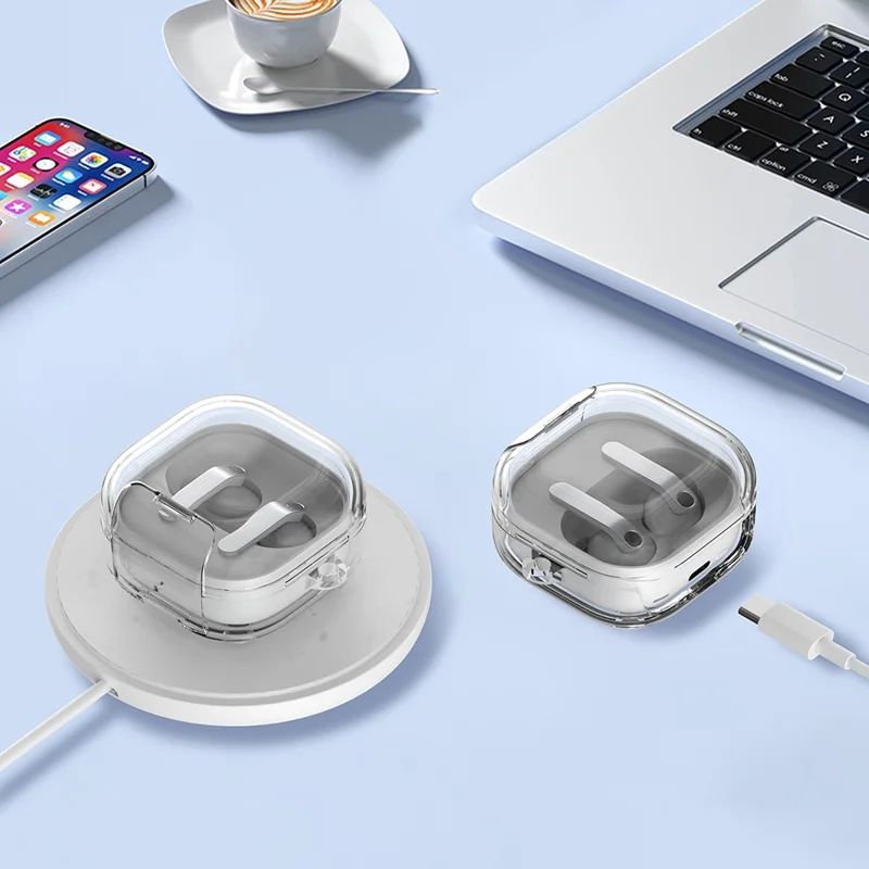 Obudowa do Samsung Galaxy Buds4 Pro / Buds4, przezroczysta obudowa ochronna PC+TPU z zamkiem - przezroczysta