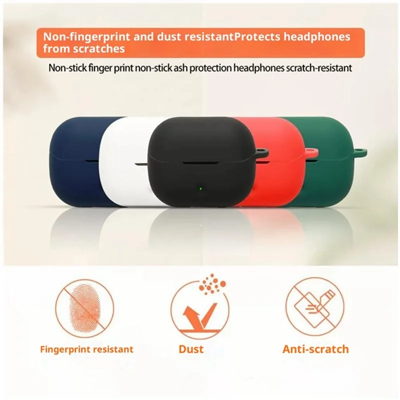For SoundPEATS Q3 Pro Silicone Case Wireless Earbuds Protective Cover with Anti-Lost Buckle - Blackish Green