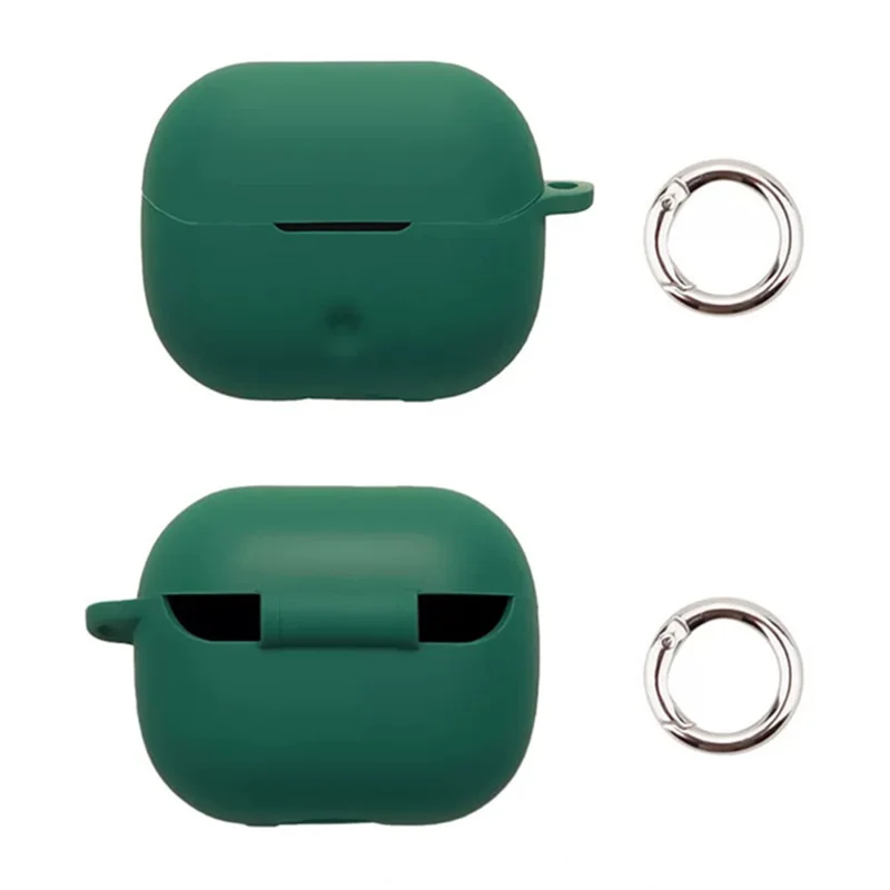 For SoundPEATS Q3 Pro Silicone Case Wireless Earbuds Protective Cover with Anti-Lost Buckle - Blackish Green