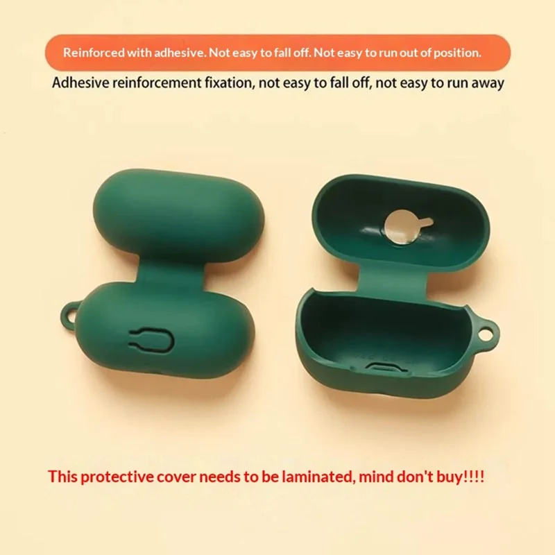 For SoundPEATS Q3 Pro Silicone Case Wireless Earbuds Protective Cover with Anti-Lost Buckle - Blackish Green