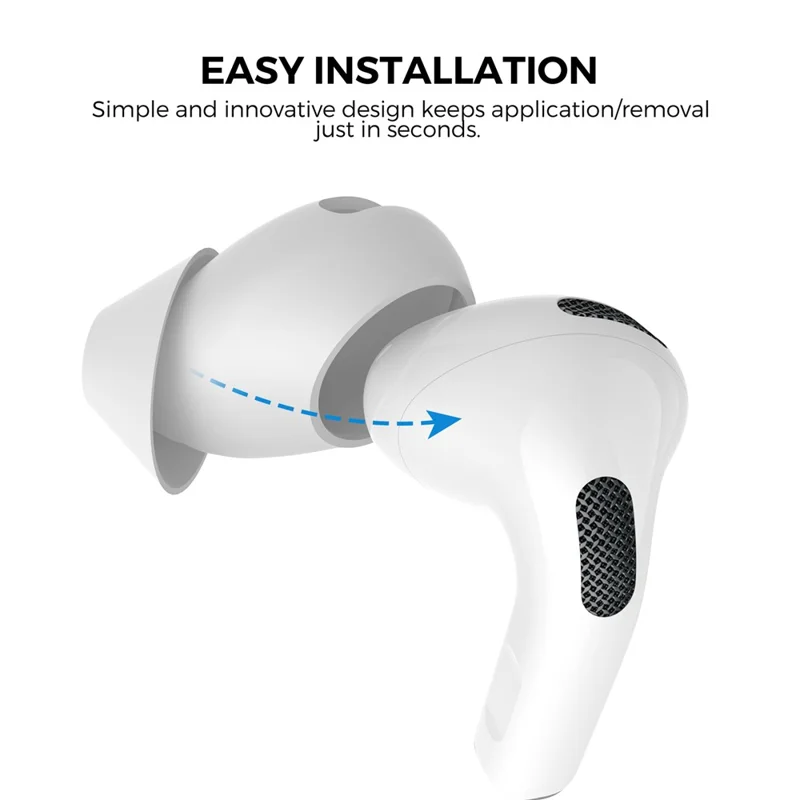 AHASTYLE PT66-4 1 Pair For AirPods 4 Silicone Ear Tips Anti-slip Noise Isolation Ear Covers - White