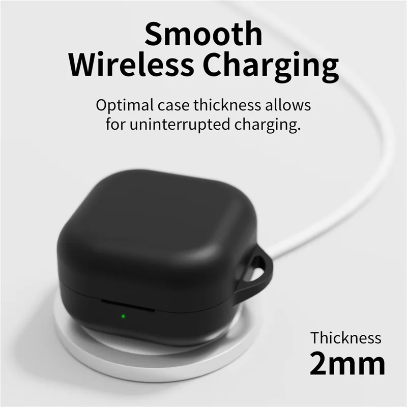 For Samsung Galaxy Buds4 / Buds4 Pro Silicone Case Earphone Protective Cover with Carabiner - Black