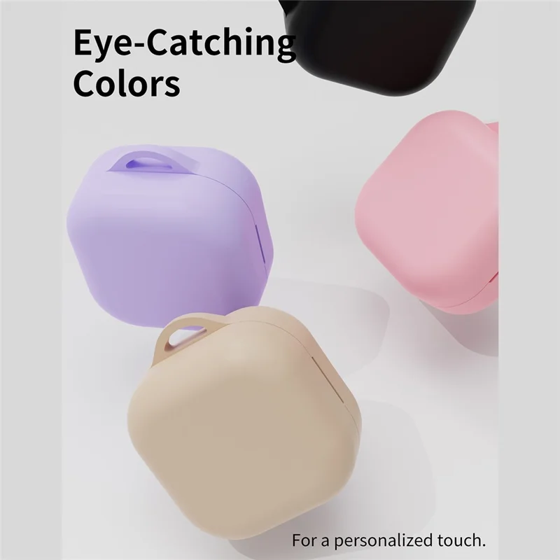 For Samsung Galaxy Buds4 / Buds4 Pro Silicone Case Earphone Protective Cover with Carabiner - Black