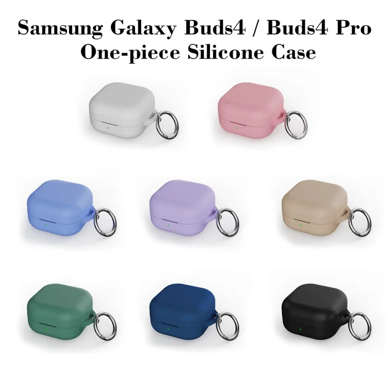 For Samsung Galaxy Buds4 / Buds4 Pro Silicone Case Earphone Protective Cover with Carabiner - Black