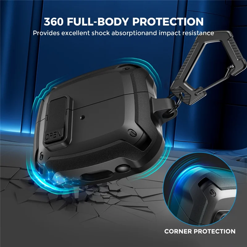 AHASTYLE WG171 TPU Case for Samsung Galaxy Buds3  /  Buds3 Pro / Buds3 FE Secure Lock Protective Cover with Cleaning Pen - Black