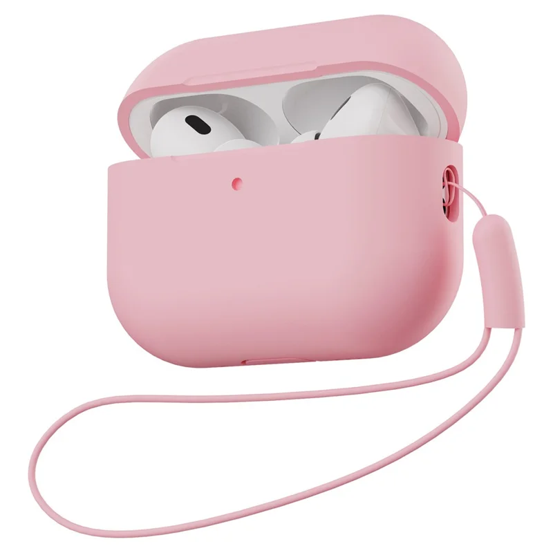 For AirPods Pro 3 Full Protection Silicone Case with Lanyard Drop-proof Protective Cover - Pink