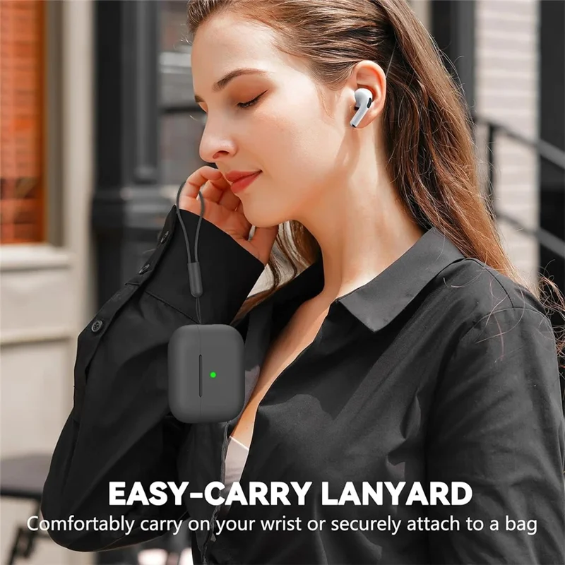 For AirPods Pro 3 Full Protection Silicone Case with Lanyard Drop-proof Protective Cover - Pink