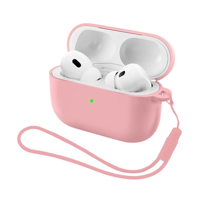 Silicone Case for AirPods Pro 3 Shockproof Protective Cover with Anti-Lost Strap - Pink