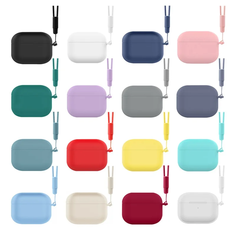 Silicone Case for AirPods Pro 3 Bluetooth-compatible Earbuds Protective Cover with Lanyard Cleaning Pen Kit - Black