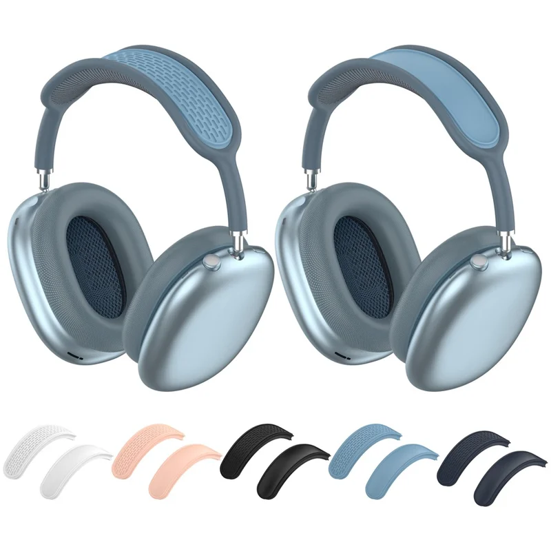 2 pièces d'embouts de bandeau pour Apple AirPods Max, coussinets de rechange en silicone, housse de bandeau imperméable double face - Noir