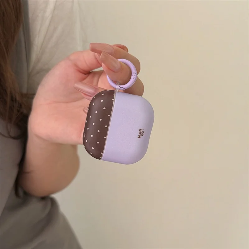 Für AirPods 4 Tupfenmuster Hülle stoßfester Schutz TPU Schutzhülle mit Karabiner