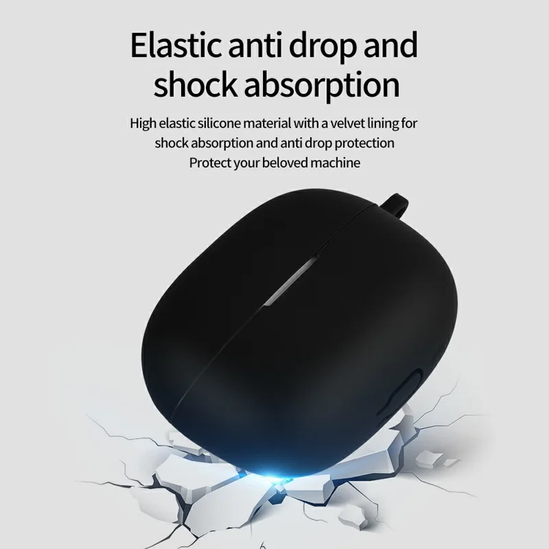 For Xiaomi Redmi Buds 8 Silicone Case Earphones Anti-scratch Protective Cover with Clip Hook - Blackish Green