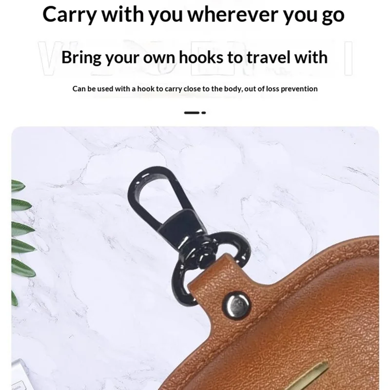 PU Leather Case for Sony LinkBuds S Bluetooth-compatible Earbuds Button Fastener Protective Cover with Hook - Coffee