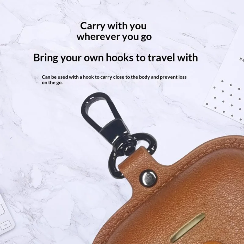 PU Leather Case for Sony LinkBuds S Bluetooth-compatible Earbuds Button Fastener Protective Cover with Hook - Coffee