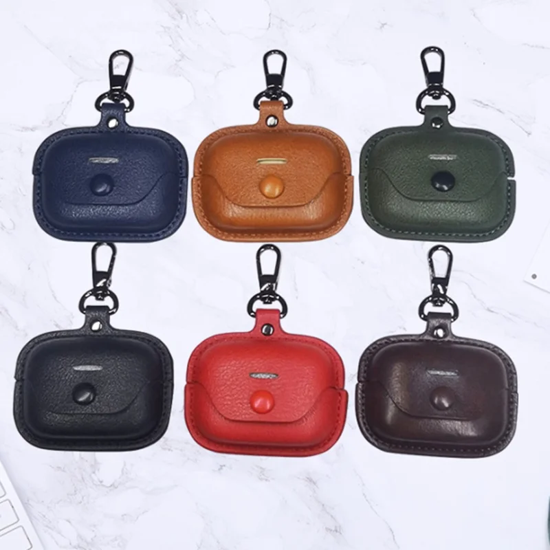 PU Leather Case for Sony LinkBuds S Bluetooth-compatible Earbuds Button Fastener Protective Cover with Hook - Coffee