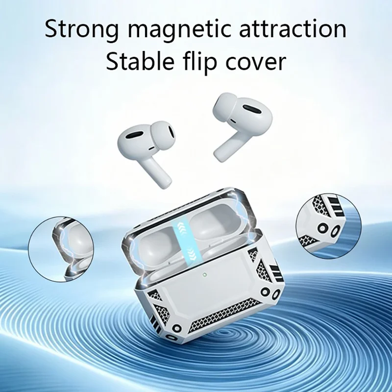 For Apple AirPods Pro / AirPods Pro 2 Case Magnetic PC + TPU Shockproof Protection Earphone Cover with Keychain - Silver