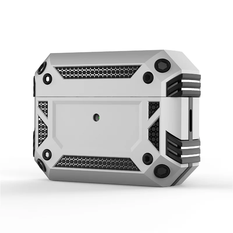 For Apple AirPods Pro / AirPods Pro 2 Case Magnetic PC + TPU Shockproof Protection Earphone Cover with Keychain - Silver