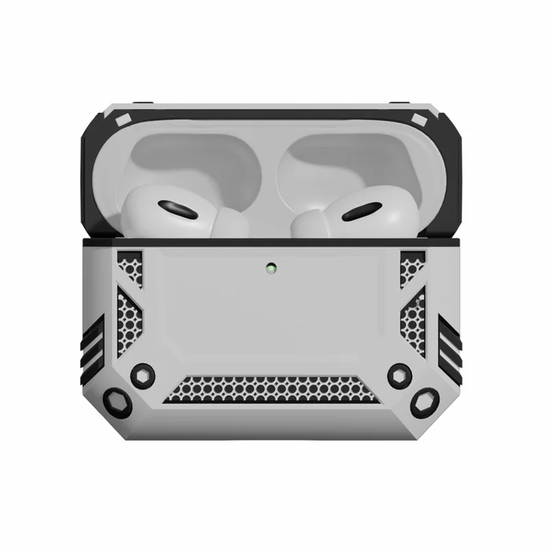 Für AirPods Pro 3 Hülle Magnetische PC + TPU Stoßfeste Schutzhülle mit Schlüsselband - Silber